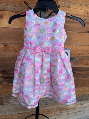 Jona Michelle Pink Floral Bow Party Dress